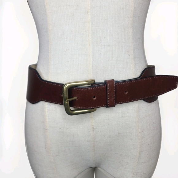 COLE HAAN Wide Waist Belt Brown Size M Leather Western Boho - Picture 1 of 5